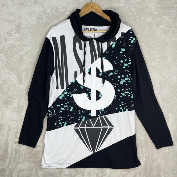 Five by Five by Master Piece Men's Large Diamond Hoodie Streetwear Grungecore - Picture 2 of 12